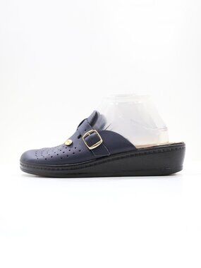 Fly Flot Blue Leather Lightweight Comfort Mules - 9/EU 40